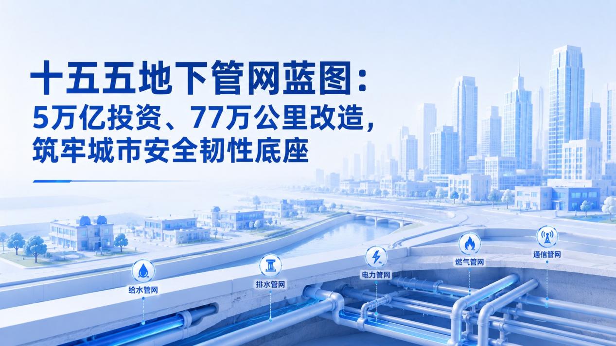 十五五地下管网蓝图:5万亿投资、77万公里改造,筑牢城市安全韧性底座