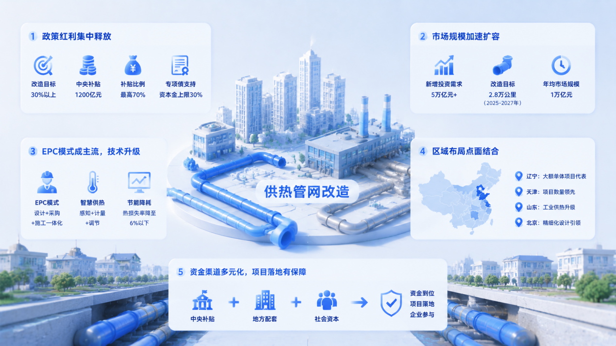 15个大单密集落地!超5.1亿资金砸向供热管网,这8个省市迎来“换管”高峰