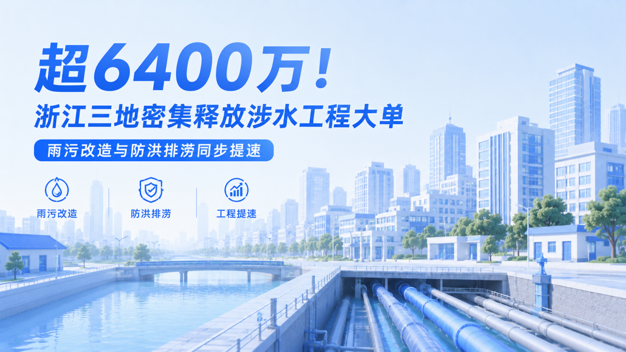 超6400万!浙江三地密集释放涉水工程大单,雨污改造与防洪排涝同步提速1